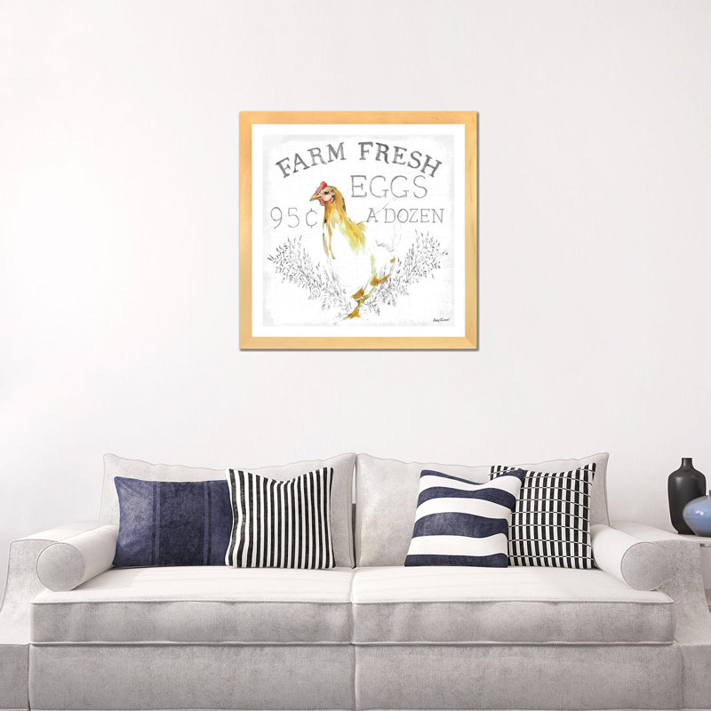 «Farm Fresh Enamel» par Avery Tillmon - reproduction d'art, Blanc, H 24 po x l 24 po x p 1 po, Toile avec cadre en bois beige