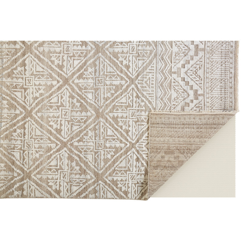 Tapis beige en coton / laine noué à la main Authement