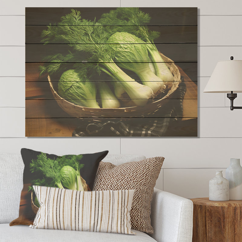Kitchen Fennel Herbs Fantasy 5 - Herbes florales sur bois, H 30 po x l 40 po x P 0,78 po