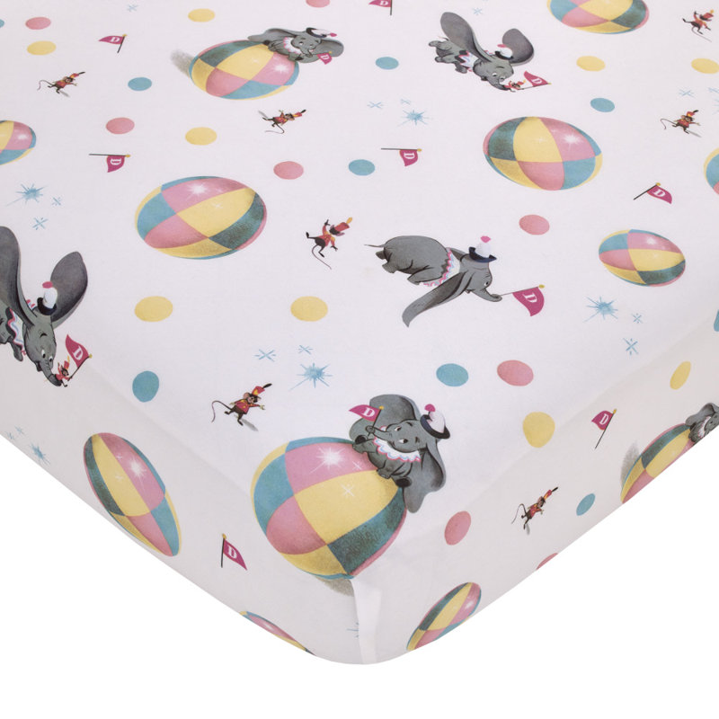 Disney Dumbo Circus Flags, Balls and Timothy Mouse Nursery Fitted Sheet
