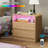 24" Modern Nightstand Set of 2 with LED Light & Charging Station, 2 Handleless Drawers End Table with Open Shelf, Curved Profile, Side Table for Bedroom, Living room-700862558-700862556