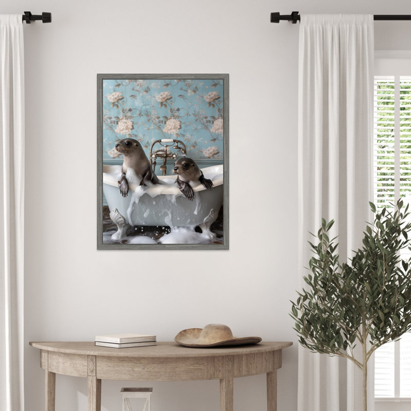 «Seal Soak» par Hostetter, reproduction d'art sur toile encadrée, H 24 po x l 18 po