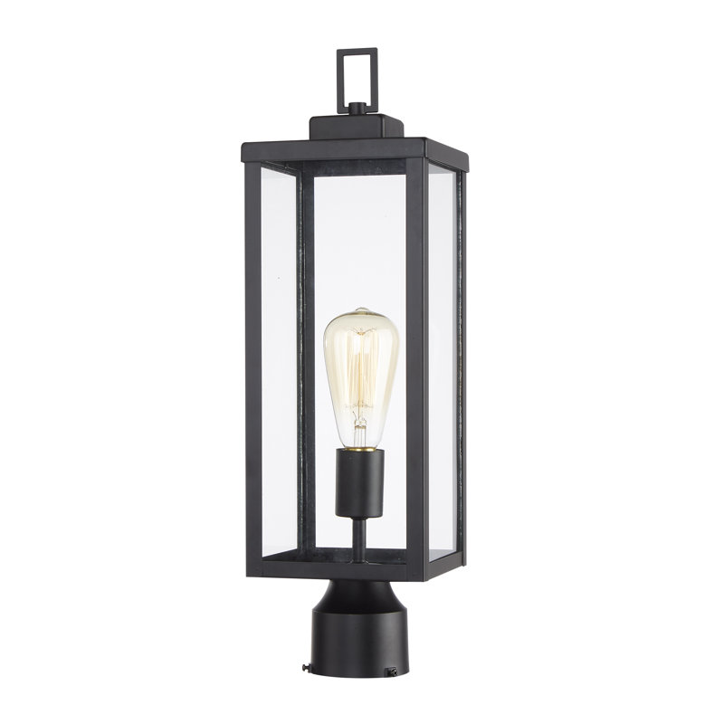 Topawa 1-light Outdoor Post Light Kits Head with Clear Glass Shade, Matte Black, 20.4"H x 6"W x 6"D