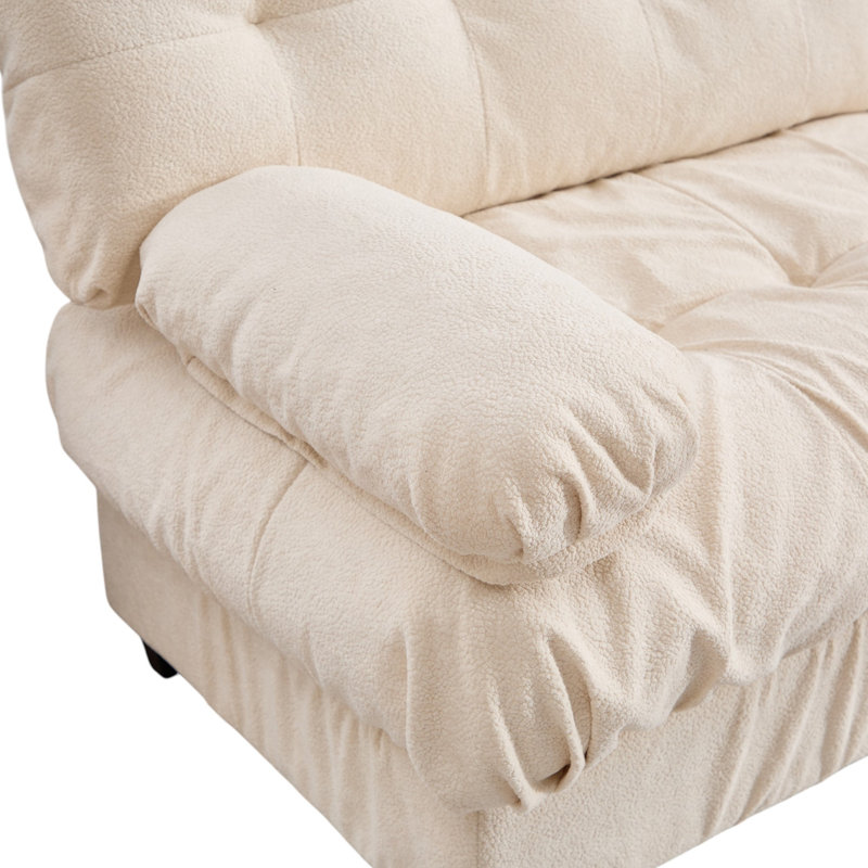Causeuse en flanelle 88 po Geneveve, Beige