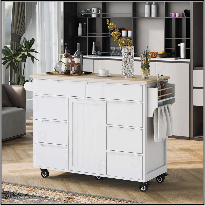 Versatile Kitchen Cart with Abundant Storage and Smooth Mobility, White