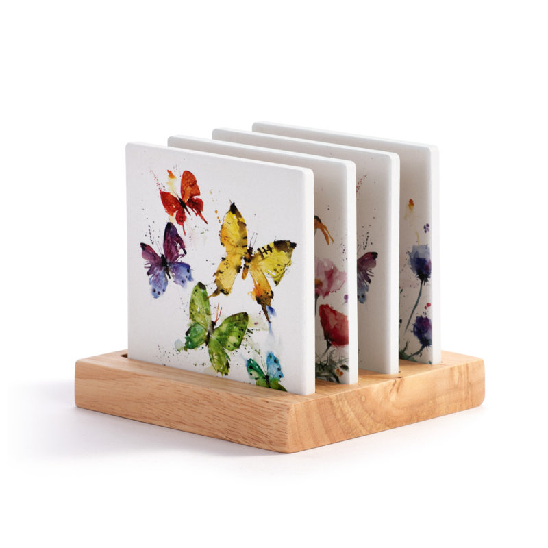 Earthenware Square 4 Piece Coaster Set