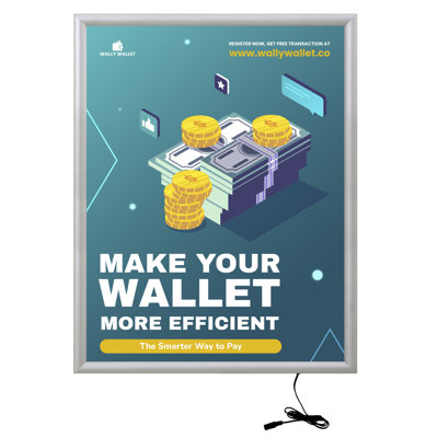 Porte-affiche mural en aluminium avec panneau anti-éblouissant Max Ledbox
