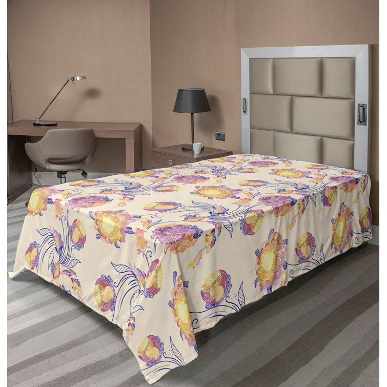 Ambesonne, drap plat floral pivoines, art botanique printanier