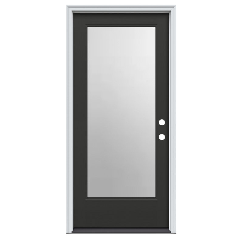 Direct Glaze  Left-Hand Inswing Full Lite Clear Low-E Fibreglass Prehung Door on . Frame, Left, 36" W x 80" H