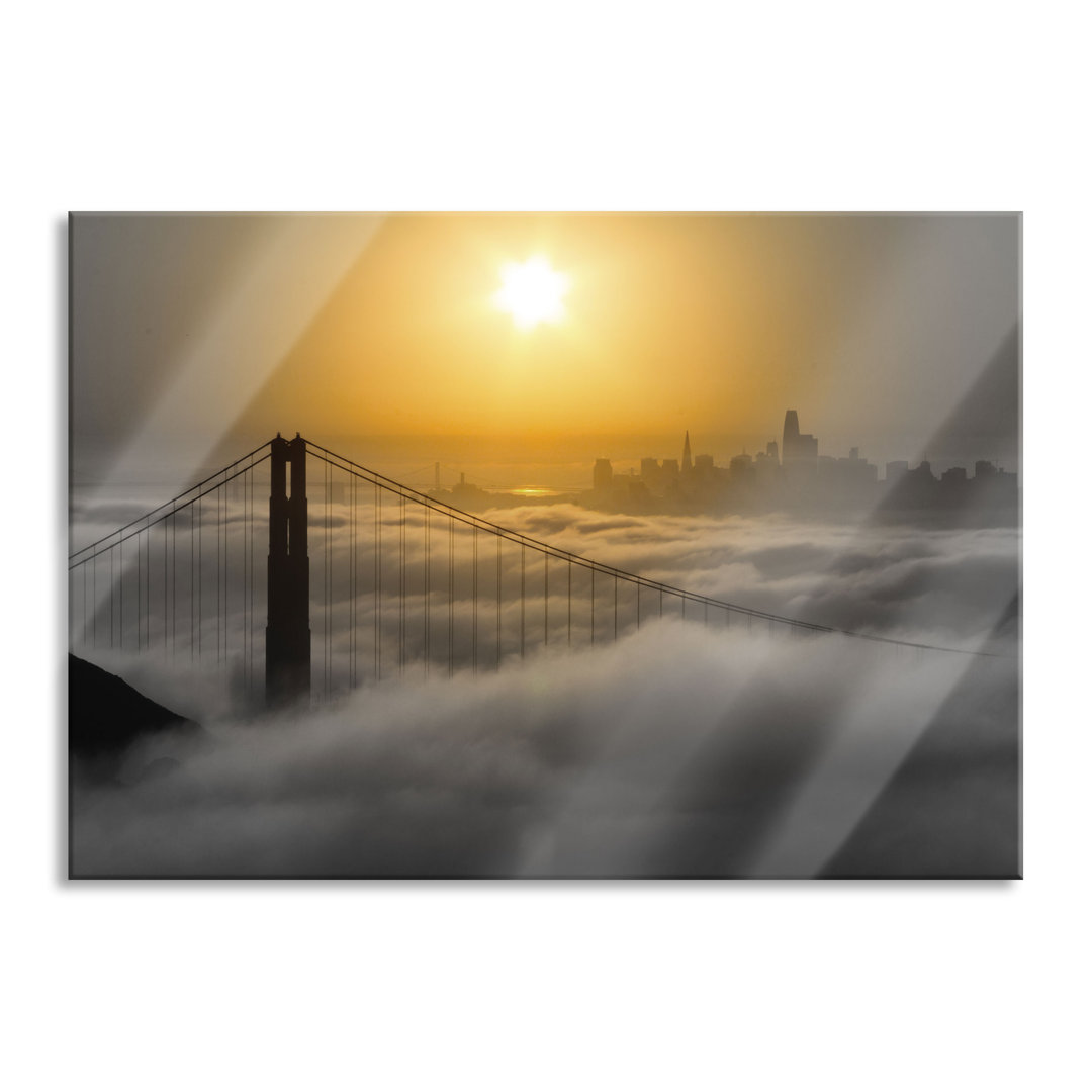 Glasbild Golden Gate Bridge im Sonnenaufgang