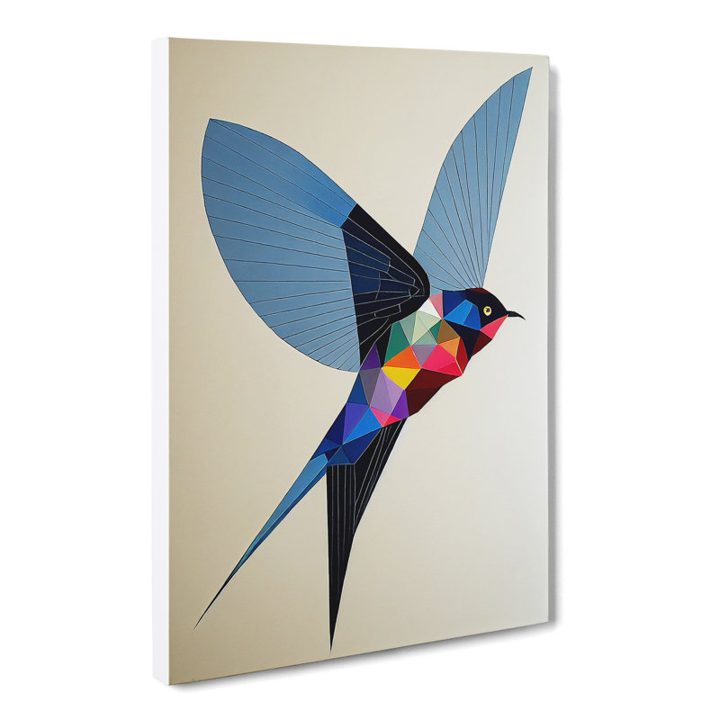 Swallow Polygon - Wrapped Canvas, 50cm H x 35cm W x 3cm D