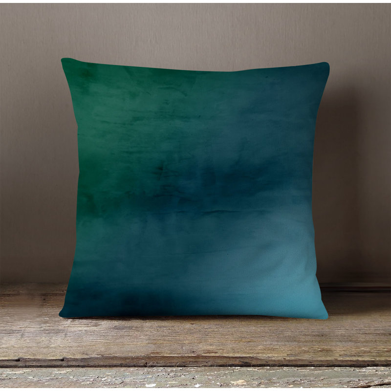 Throw Pillow With Insert, Blue/Green Ombre 3, 20"H x 20"W