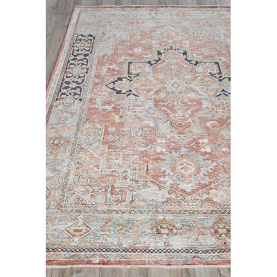 Antique Loom Rust/Black Polyester powerloom Area Rug