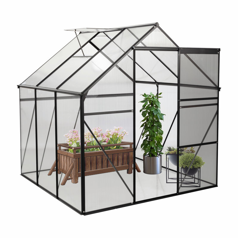 Polycarbonate Greenhouse Raised Base, Black, 5.91" H x 73.62" W x 6.3" D