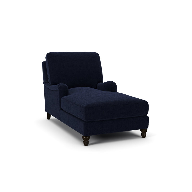Walters Upholstered Chaise Lounge with Recessed Arms, Davis Ink Performance Bouclé