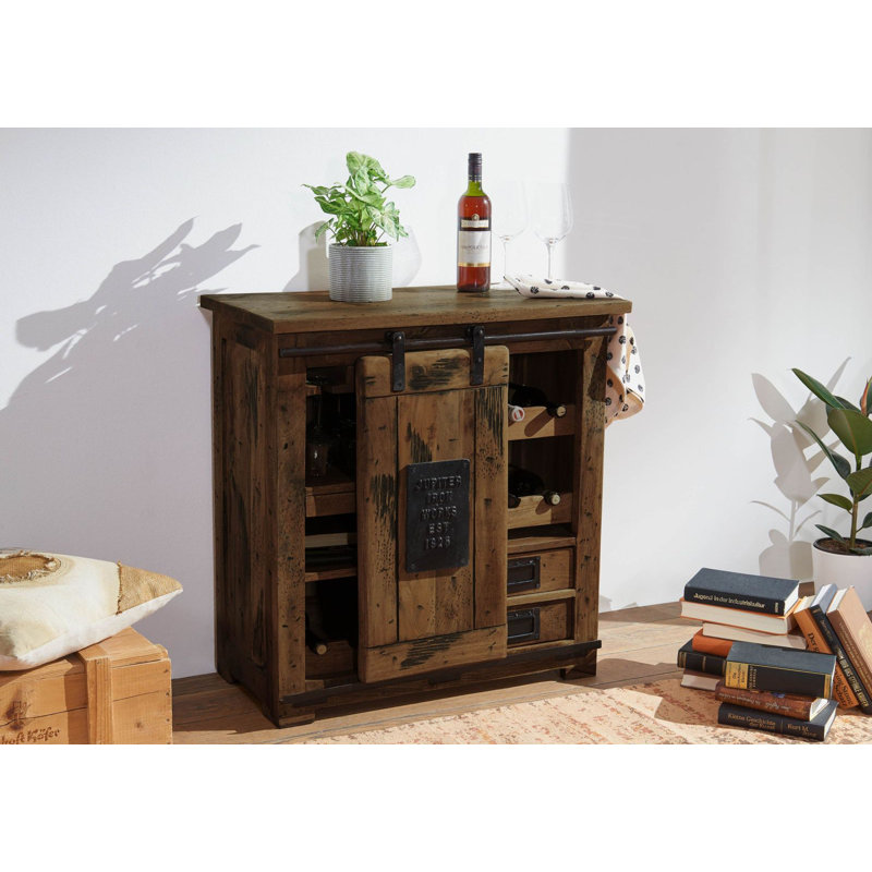 Railway 80cm Solid Wood Mini Bar, Beige
