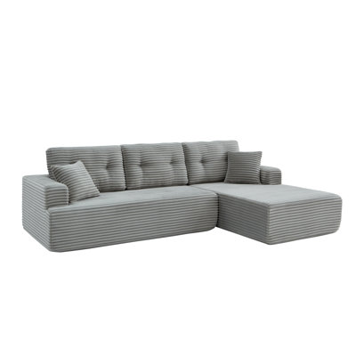 "107"L-Shaped Corduroy Modular Sleeper Sofa, Left Chaise – Space-Saving Design