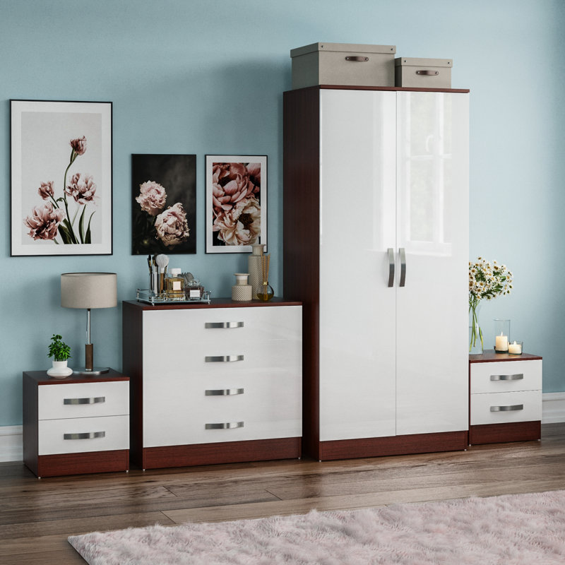 Arkadij Piece Bedroom Set, Walnut & White