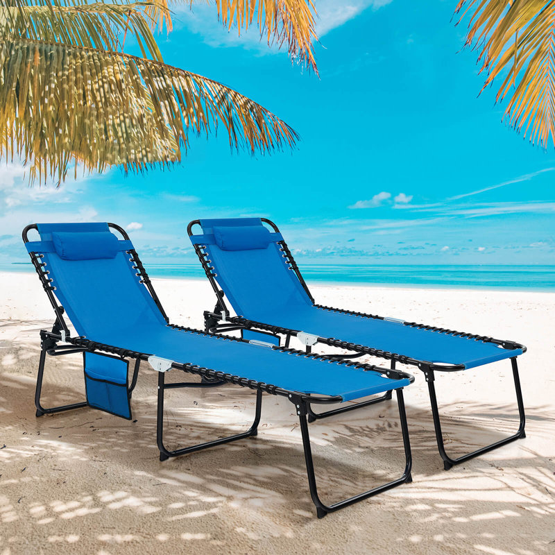 Chaise longue d'extérieur en métal Wetumka, Bleu