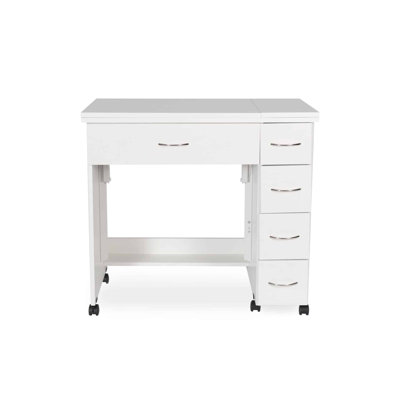 34'' x 19.875'' Foldable Sewing Table with Sewing Machine Platform and Wheels