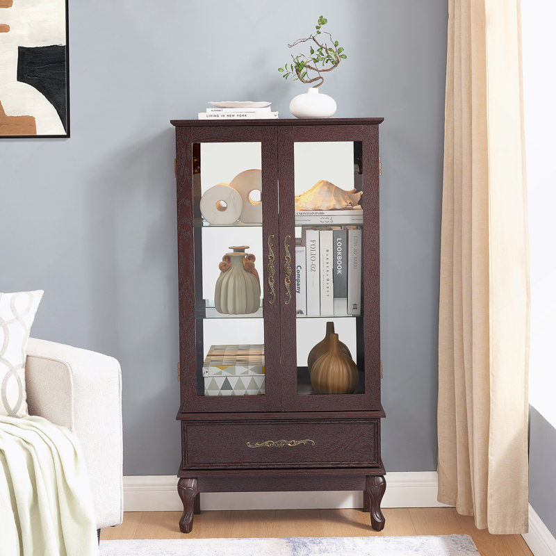 Armoire vitrée avec porte vitrée Curio, Cerisier