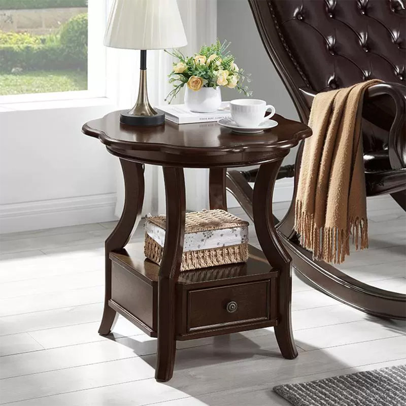 Modern Solid Wood End Table, Nut Brown
