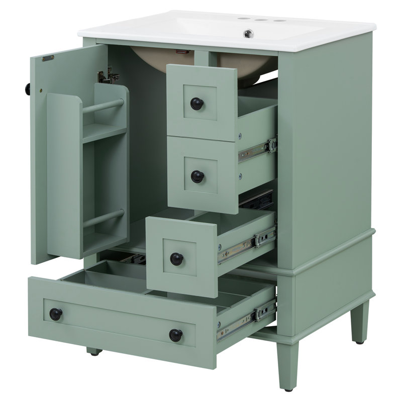 18,3 po x 24 po x 34 po - Panneau de fibres à densité moyenne - 1 pièce - Vert clair - 24 po de largeur x 18,30 po de profondeur x 34 po de hauteur - Meuble-lavabo