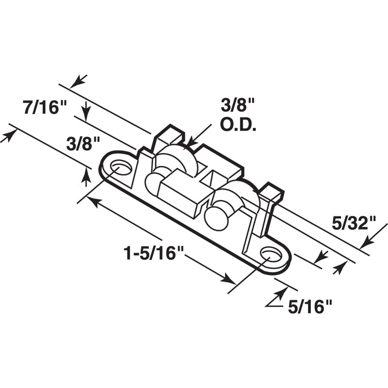 Prime-Line Roller Assembly, 3/8 in., Plastic, Flat Edge, Tandem