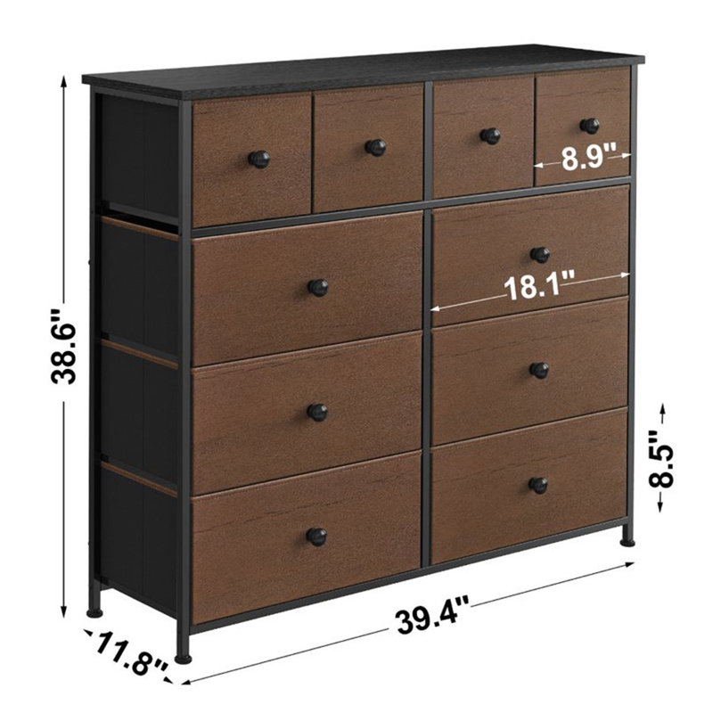 Commode double à 10 tiroirs, Espresso