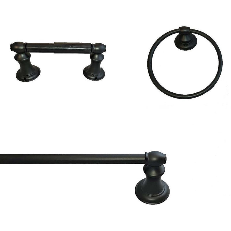 Highlander 3 - Piece Bathroom Hardware Set, Matte Black