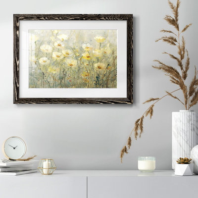 Été en fleurs I - reproduction botanique rétro, encadrée sous verre acrylique, art mural du salon et de la salle à manger