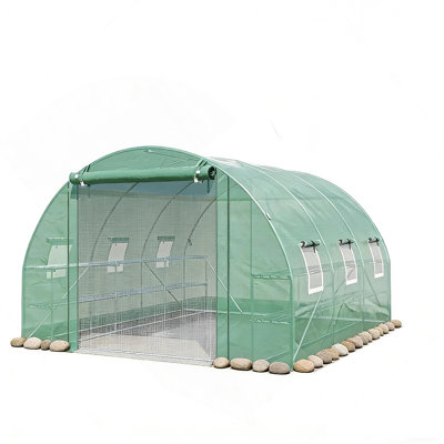 Garden Hoop House Greenhouse With Shelves,Walk-In Tunnel Greenhouse