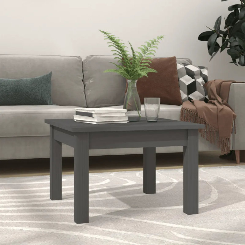 Kayliyah Solid Wood Four Leg Coffee Table, Grey, 30cm H x 45cm W x 45cm D