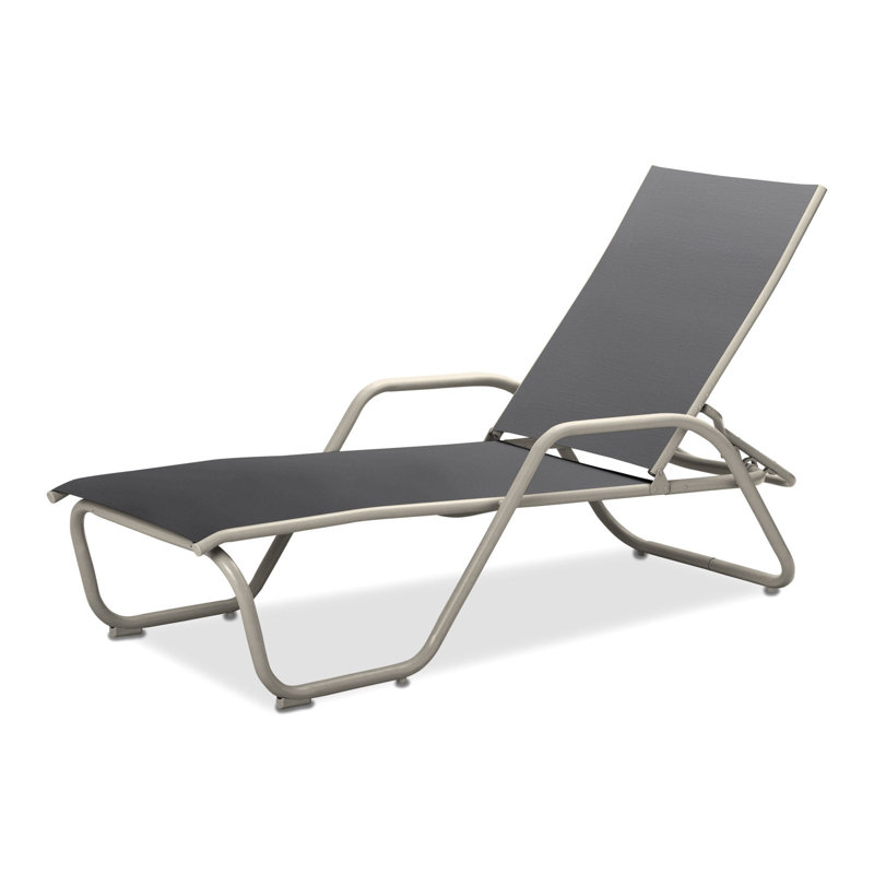 Outdoor Rust-Resistant Metal Chaise Lounge, Textured Warm Gray, Augustine Pewter
