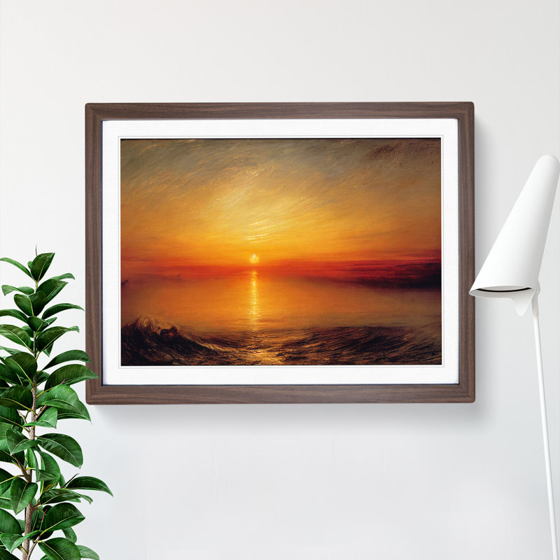 Magnificent Sunrise - Single Picture Frame Painting, 46cm H x 64cm W x 2cm D, Walnut