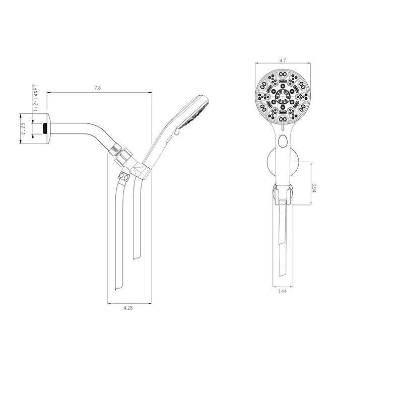 Douche 8 en nickel brossé 8 - Tête de 4,7 po, boyau en acier inoxydable de 59 po Rehaussez votre esthétique Grande salle de bain réglable de 4,7 po 59 po