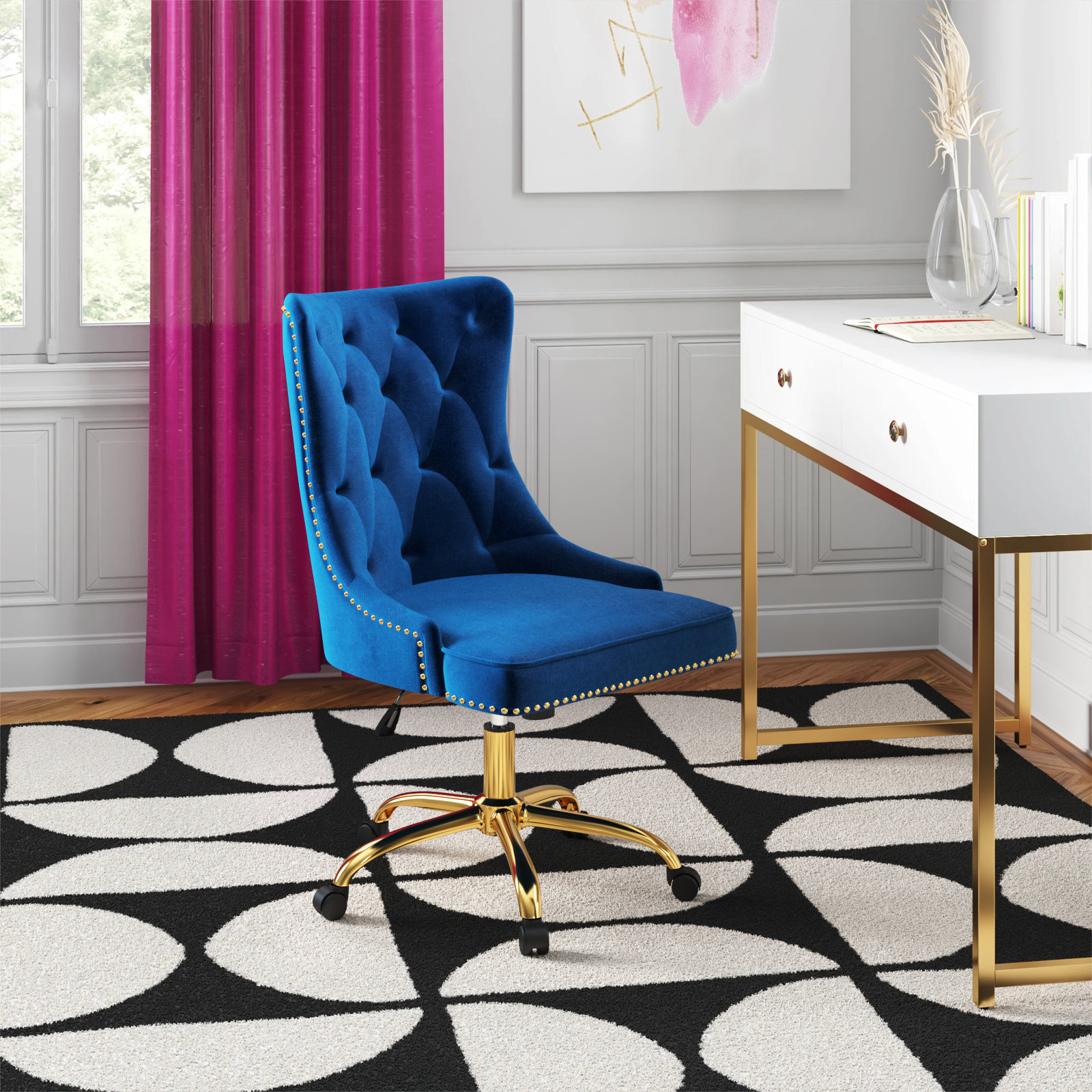 Etta Avenue™ Lisa Swivel Height-Adjustable Wingback Tilting Etta Avenue™ Lisa Swivel Height-Adjustable Wingback Tilting
