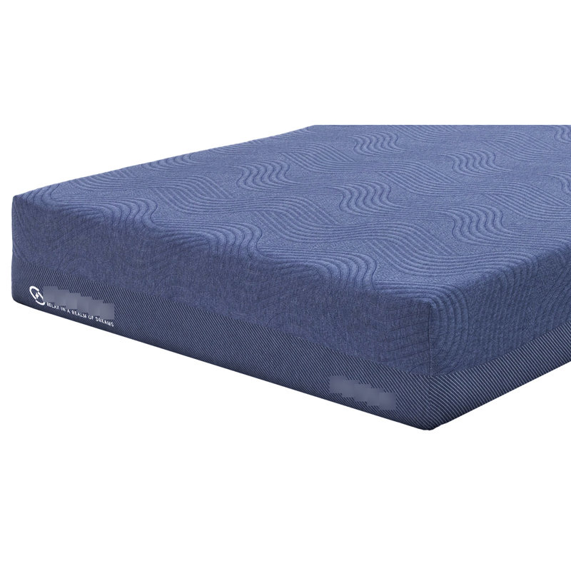 Matelas roulé et matelas en mousse très grand de 12 po, bleu, mémoire D2,5, housse souple bleu D2,5, tissu