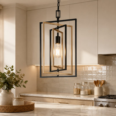 Luminaire suspendu rectangulaire de style lanterne moderne pour salle à manger Conlyn