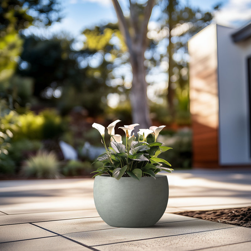 Pot à fleurs en ciment Highwoods, H 10,5 po x l 15 po x P 15 po, Gris sauge