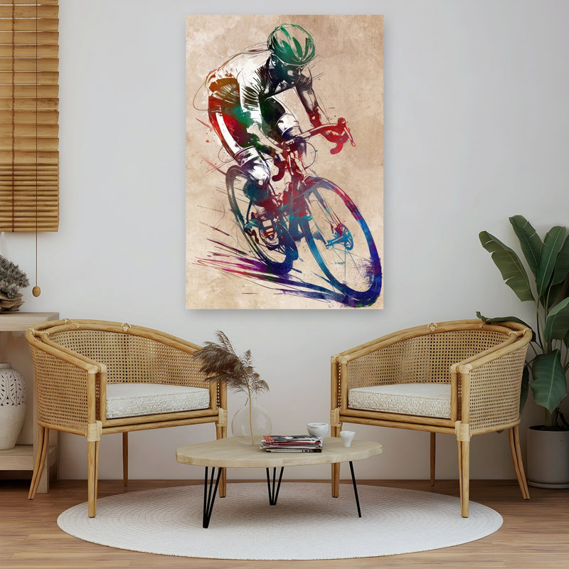 Vibrant Cycling Motion, impression murale contemporaine, H 60 po x l 40 po