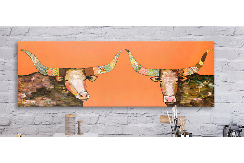 "" -impression sur toile tendue Longhorns