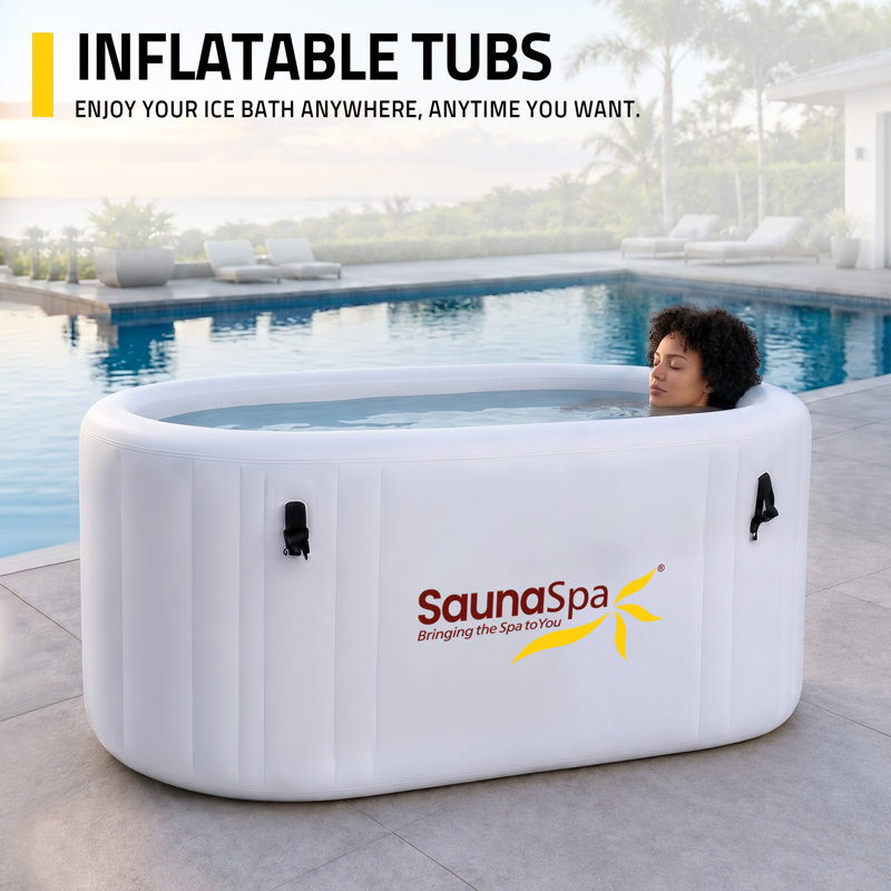 Baignoire gonflable froide à 1 personne Kodiak avec couvercle isotherme en PVC, pompe à main et trousse de réparation en gris