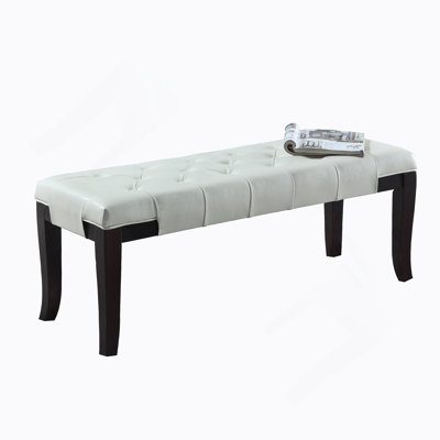 Tufted Bench, Faux Leather, White