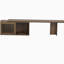 Meuble télé Mid-Century moderne en bois de noyer avec table de salle à manger extensible, portes coulissantes rembourrées, mobilier adapté aux chats