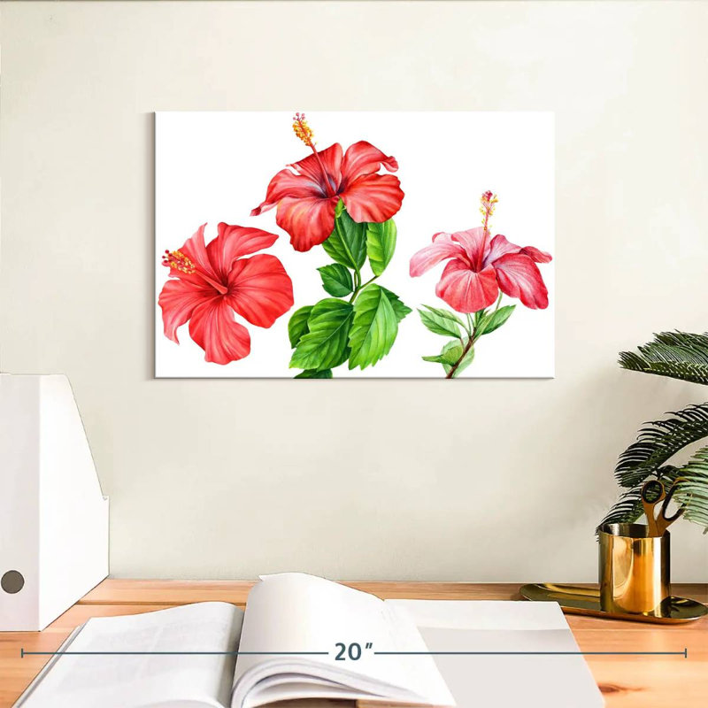 Harnek, fleurs d'hibiscus, aquarelle, H 8 po x l 12 po