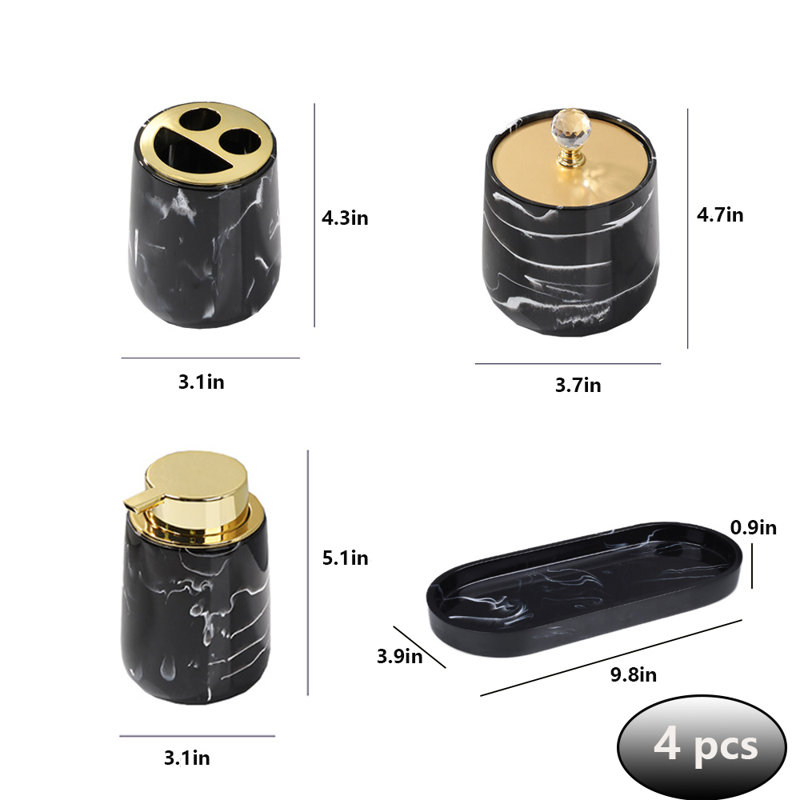 4 Pieces Bathroom Accessories Complete Set, Black