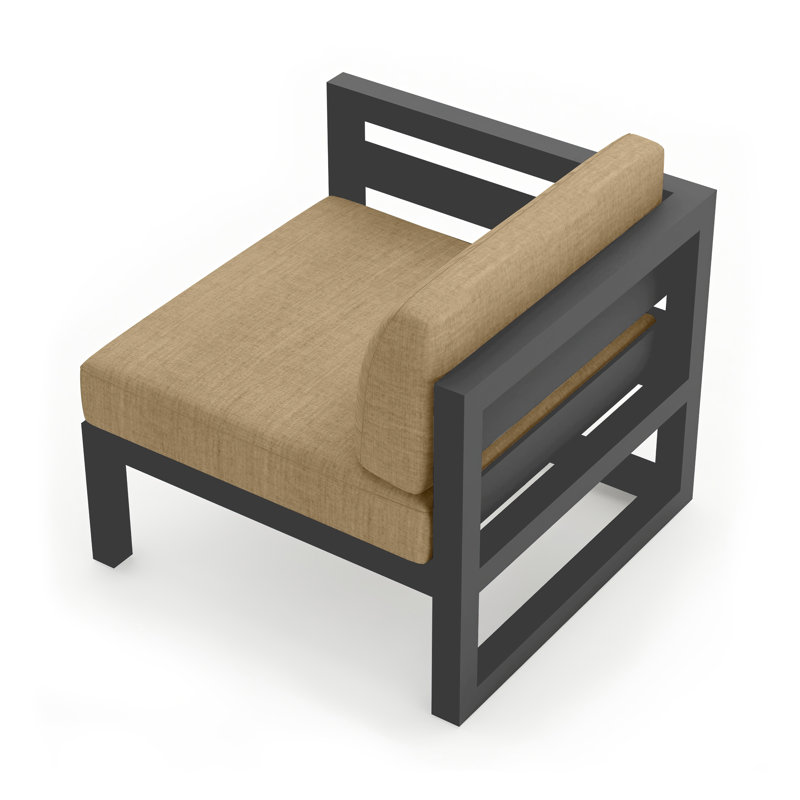 Avion Outdoor One Arm Lounge Chair, Canvas Charcoal Sunbrella® Canvas, Slate