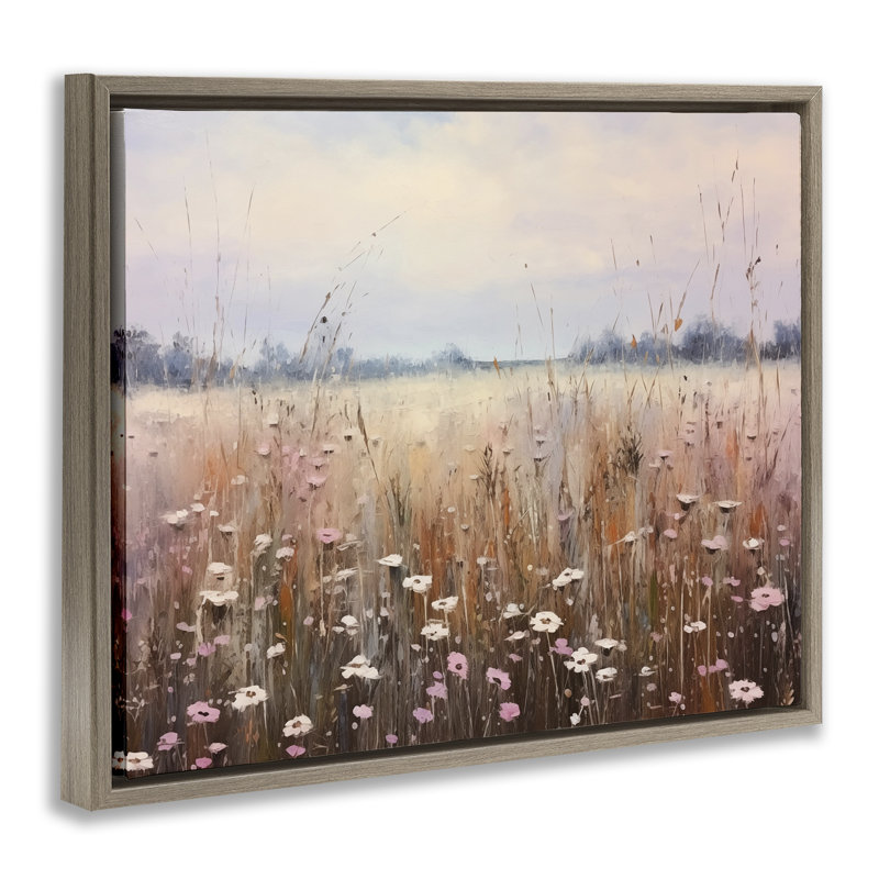 Cadre flottant neutre dans un champ de fleurs sauvages, design par Arlington Prints, Cadre flottant orme Montalcino