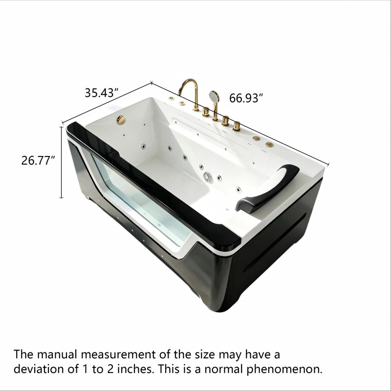 35.43 " W Alcove / Tile in Whirlpool Acrylic Bathtub